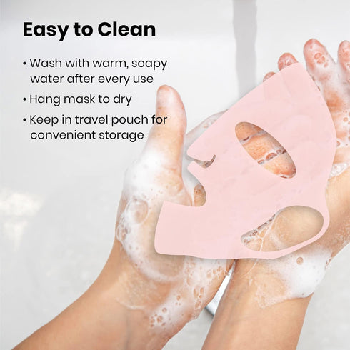 Lindo Silimask Reusable Anti-Wrinkle Silicone Face Mask Holder for Sheet Masks, 2 Pack with Travel Pouch Included