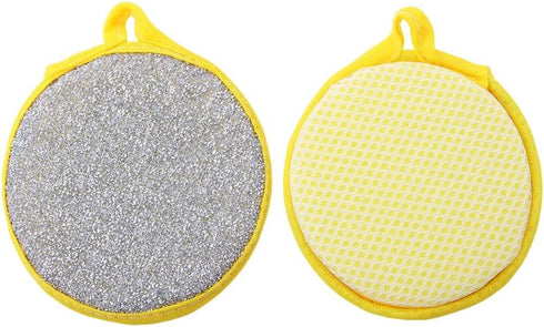 1pcs Durable Scrub Scouring Sponge, Microfiber Round Dish Washing Scrubber for Cleaning Dishes & Pots, Random Color