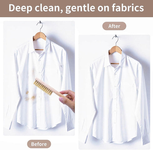 MOIKKA-GC Set Wood Laundry Stain Brush (Large + Small) with Boar Bristles Tough Stain Remover for Delicates, Cotton