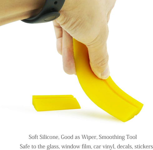 ECOmorning 2-Piece Mini Squeegee Set - Soft Silicone Window Tint Squeegee for Glass, Mirror, Shower - Yellow