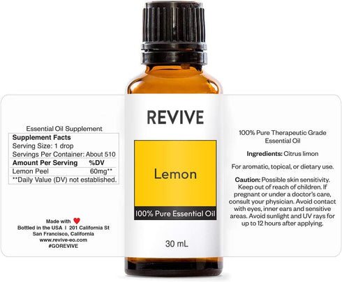Lemon Essential Oil 30mL by Revive Essential Oils - 100% Pure Therapeutic Grade for Diffuser and Aromatherapy