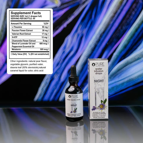 Pure Inventions Night - Pear Flavored Water Infusion Drops, No Sugar, 60 Servings, 2oz