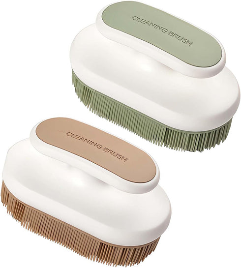 2Pcs Soft Bristle Cleaning Brush: Silicone Laundry Stain Brush for Cleaning Laundry, Comfort Grip Household Washing