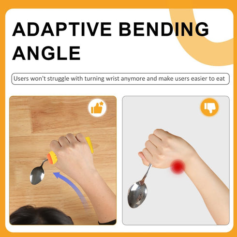 Set, Thick Solid Weighted Adaptive Utensils Non-slip Handle Eating Spoon and Fork for Hand Tremors, Arthritis