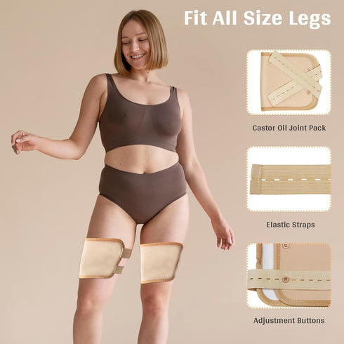 2Pcs Castor Oil Joint Pack, Reusable Essential Oil Leg Care Pack for Arthritis, Gout, Tendonitis, Bursitis, Joint Pain