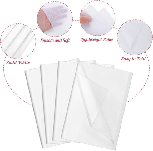 160 Sheets White Tissue Paper, 14 X 20 Inches Bulk for Packaging Gift Bags, Weddings, and Birthdays
