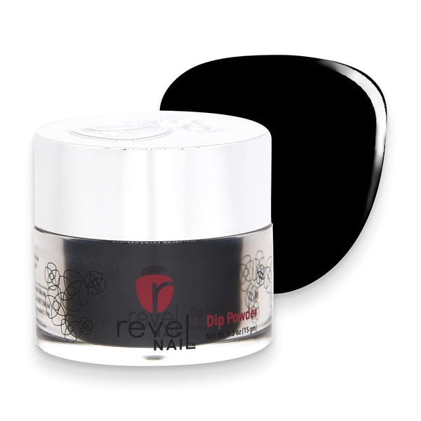 Revel Nail Dip Powder - Black Dip Powder for Nails, Chip Resistant Nail Powder with Vitamin E and Calcium, DIY