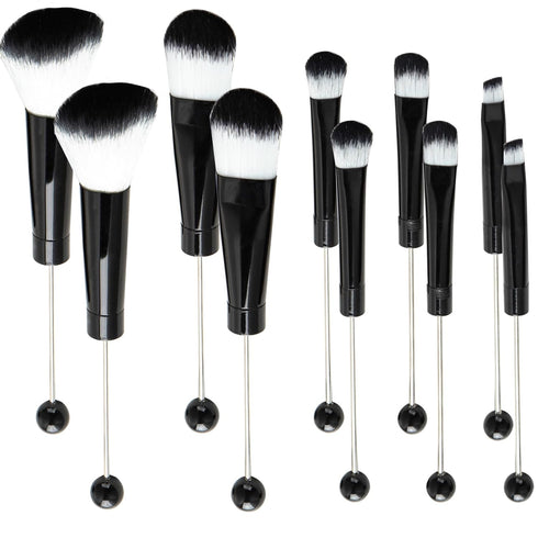 10 Pieces Beadable Makeup Brushes, DIY Comestic Brushes Kit for Beaded Eyeshadow Brush (Black)