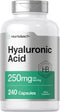 Horbaach Hyaluronic Acid Capsules | 250 mg | 240 Count | Non-GMO and Gluten Free