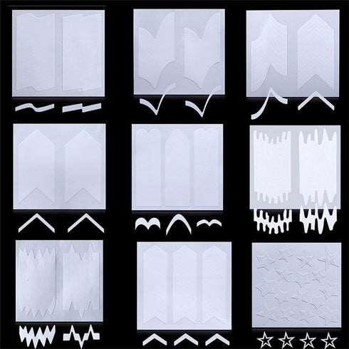 WOKOTO 24 Sheets French Nail Stickers for Women, Heart Shape, Star, Wave, Smile Shapes with Tweezers and Brush Set