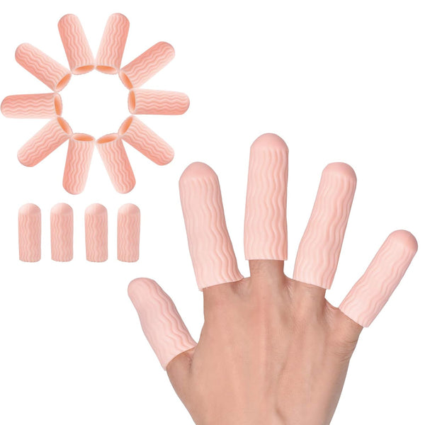 Finger Cots, Gel Finger Tips Protector, Finger Covers (14PCS, L size) - New Material (Latex-Free) for Finger Cracking,