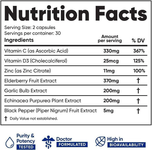 Immuneti Immune 6-in-1 Immunity D3, (1) Advanced Support Doctor Formulated Daily Supplement Made in USA With Vitamin C