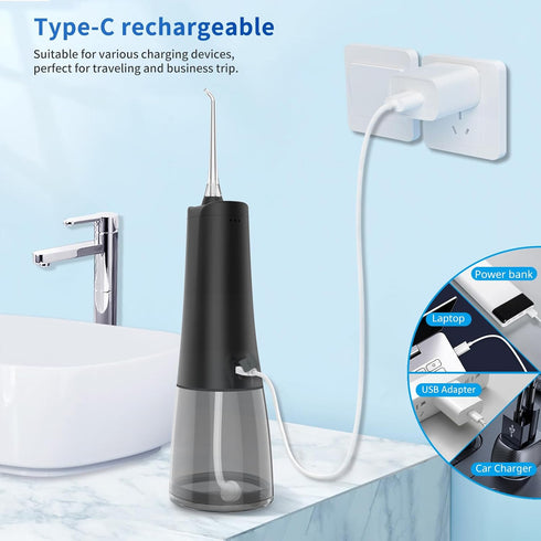 Water Dental Flosser Portable Teeth Cleaner - 9 Modes, 300ml Cordless Oral Irrigator, Rechargeable IPX7 Waterproof for