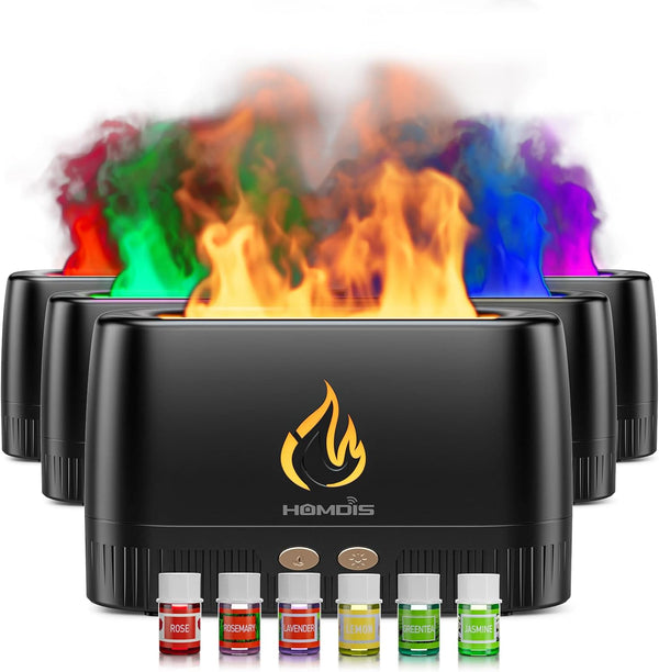 Quiet Flame Essential Oil Diffuser, Black | 7 Color Modes, Auto Shut Off, Humidifier for Aromatherapy