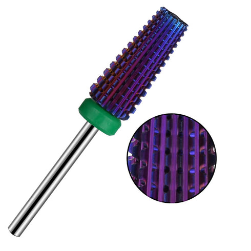 Lavinda 5 in 1 Nail Drill Bit, Coarse Grit Heavy Duty Carbide Tungsten for Fast Acrylic Gel Removal, 3/32" (Purple)