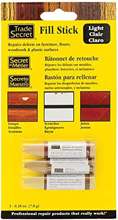 Wood Scratch Repair Fill Stick for Light Surfaces, Set of 3 for Touch-Ups on Hardwoods, Furniture, Cabinets