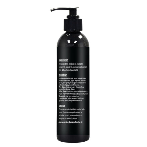 The Henna Guys 8 fl. Oz Lemongrass & Eucalyptus Pre Shave Oil for Men, Excellent for Burns Free Shave