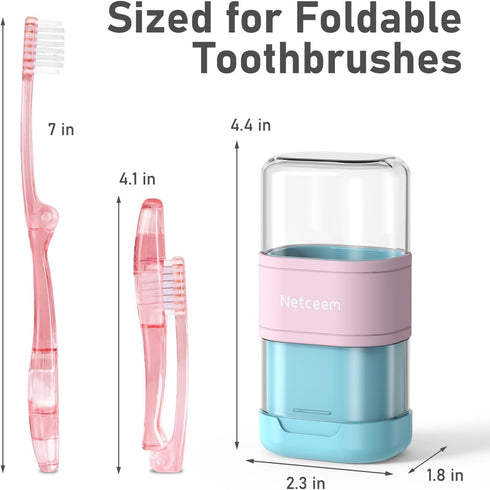Trip(1Pack Toothbrush Travel Case Kit,Portable Folding Tooth Brush Holder and Toothpaste Cover Container with Mouthwash