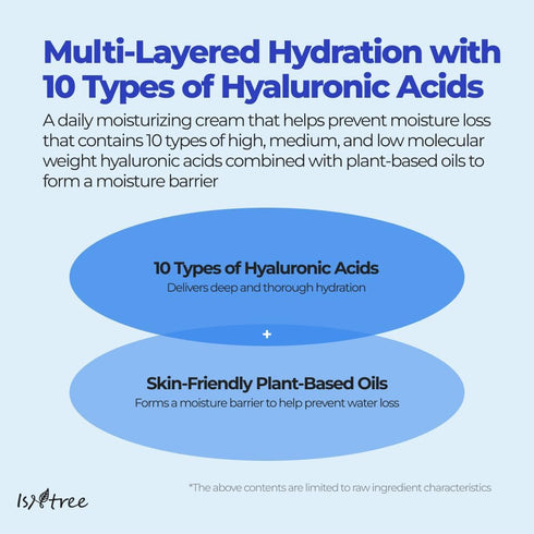 ISNTREE Hyaluronic Acid Moist Cream 100ml, Korean Skincare for Deep Hydration, Lightweight & Non-Greasy
