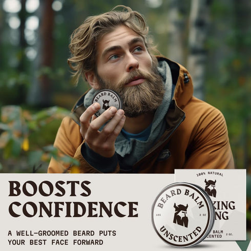Striking Viking Beard Balm for Men – 2 Oz Light Hold, Unscented Leave-in Conditioner with Shea Butter, Tea Tree, Argan