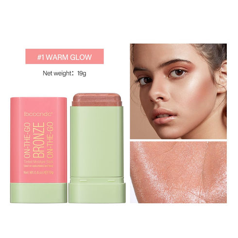 Multi-Use Makeup Blush Stick, Beauty Tinted Solid Blush Stick,Facial Contouring Highlight & Brighten Face Stick, Waterproof Moisturizer Stick, Suitable for All Skin (1#Warm Glow)