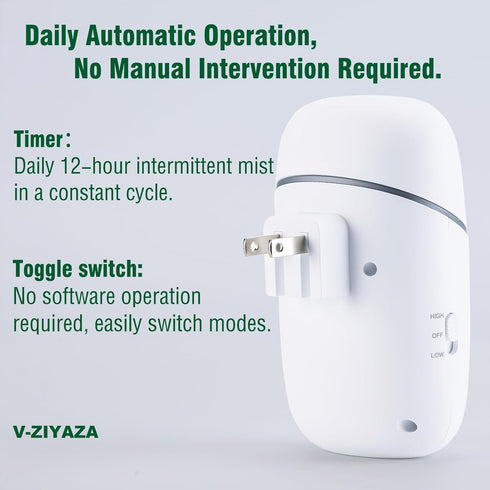 V-ZIYAZA 2025 10ml Waterless Diffuser - Plug in Waterless Essential Oil Diffuser with Timer & Light - Upgrade Version