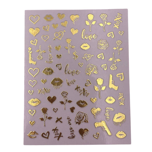 Impressed Authentic 5 Sheets Luxury Nail Art Stickers, 500+ Chrome Gold Customized Nail Decals for Salon Nails