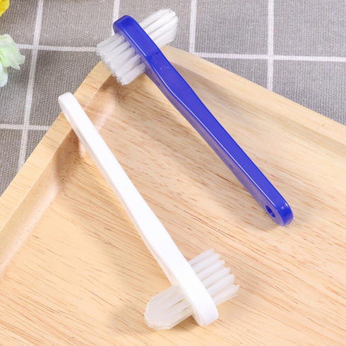 Healvian 8pcs Denture Cleaning Brush Set - T-Shaped Denture Special Toothbrush Tool Bagged with Hard Heads for Denture