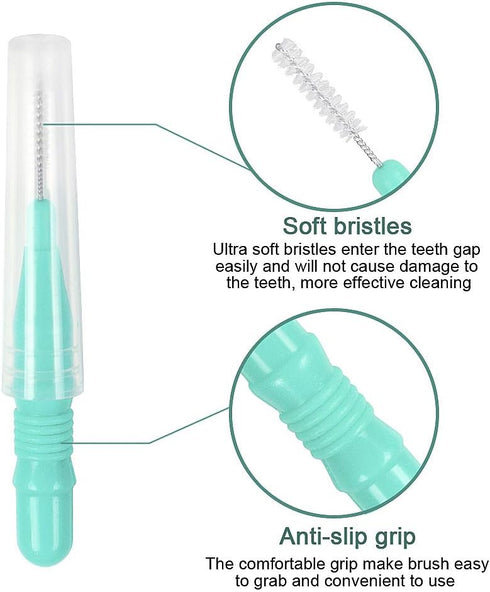 ewinever 50 Count Interdental Brush - Toothpicks Tooth Flossing Head for Oral Dental Hygiene (3 Sizes)