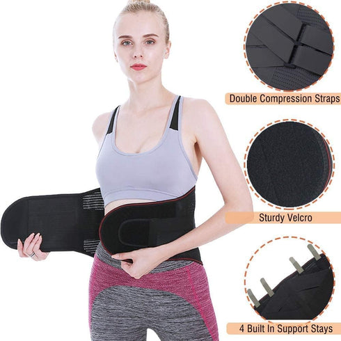 Lower Back Braces for Pain Relief, Compression Belt for Men & Women, Lumbar Support Backbrace, Adjustable Straps,