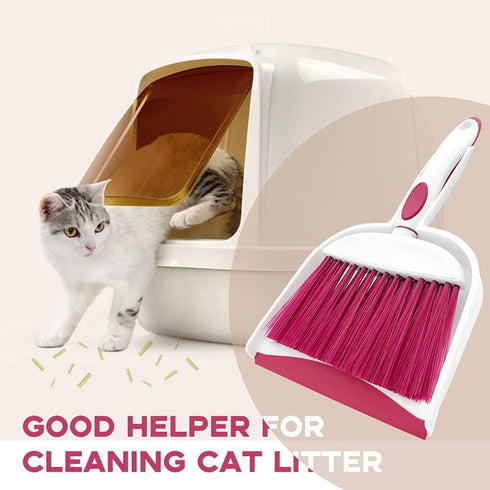 Broom Dustpan Brush Small Dust Pan: Mini Broom and Dustpan Set for Home, Tent, Blue 3pcs