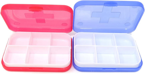 Honbay 4PCS 6 Compartments Waterproof Plastic Pill Organizer Box Case for Daily or Travel Use