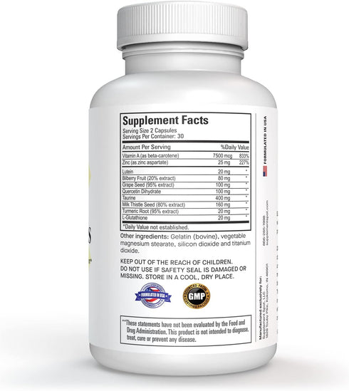 Eye Essentials Eye Supplements for Adults - Vitamins & Multi Minerals with Vitamin A, Bilberry Extract, Zinc for Eye