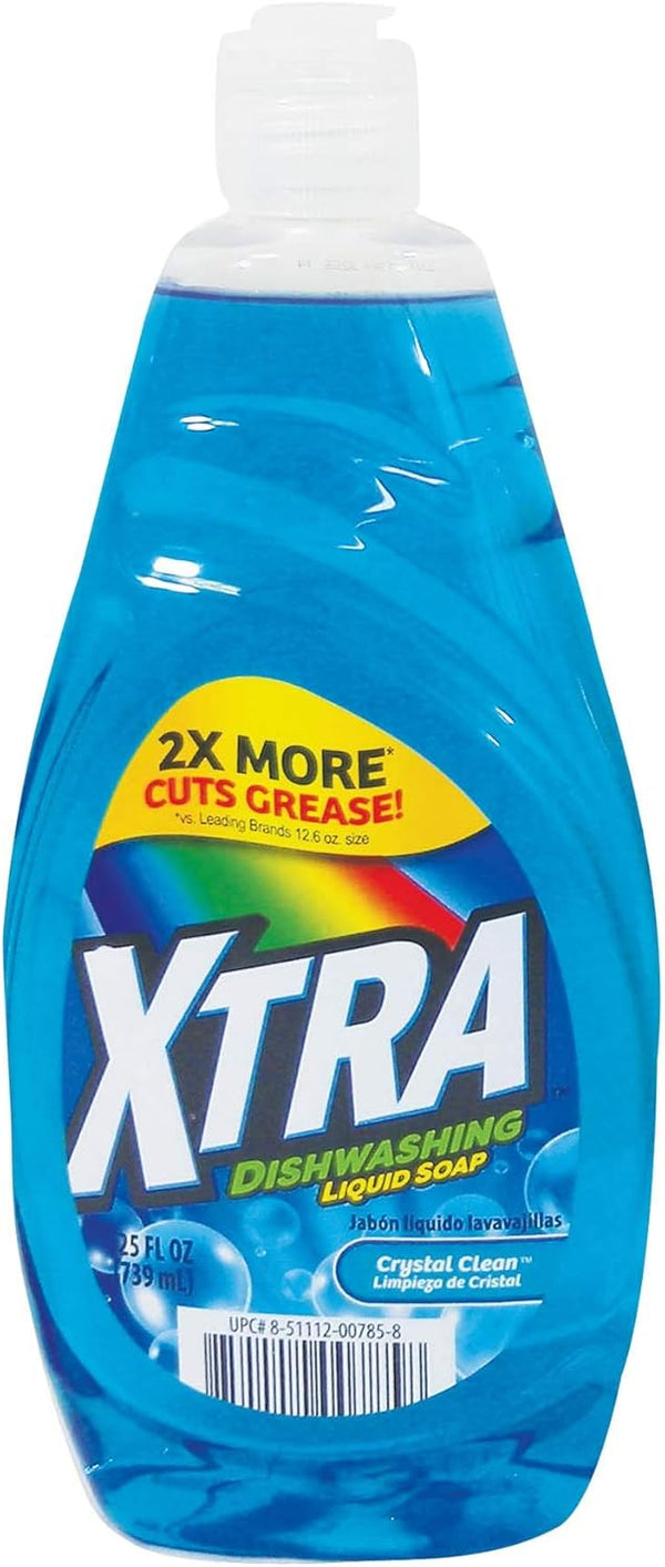 Xtra Dishwashing Liquid, 25Oz (Package May Vary), Pack of 2, Crystal Clean