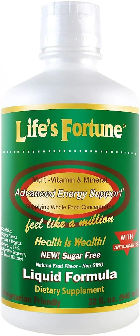 Life's Fortune Whole Food Multivitamin Liquid, 32 Fluid Ounces - Natural Energy Source with Vitamins and Greens