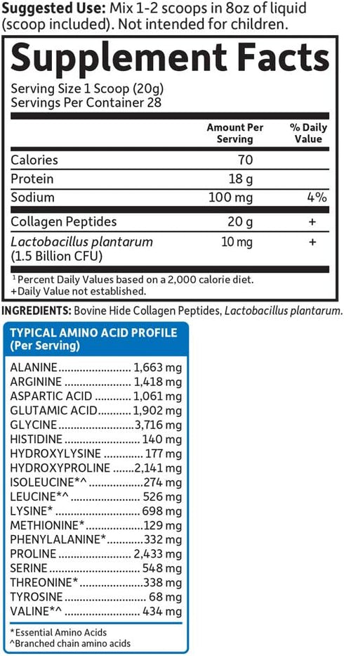 Garden of Life Grass Fed Collagen Peptides Powder, Unflavored Hydrolyzed Collagen Protein for Hair, Skin, Joints - 28