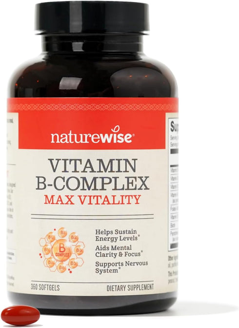 NatureWise Vitamin B Complex for Women and Men - 360 Softgels, Support Cellular Energy & Mental Clarity