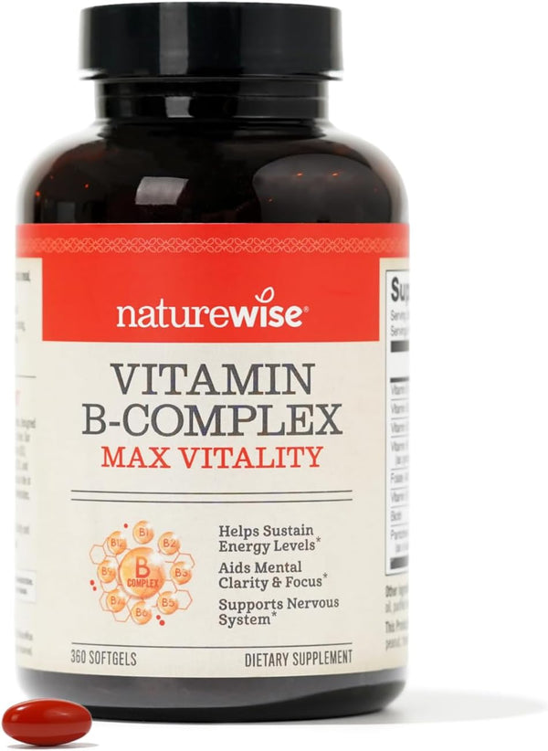 NatureWise Vitamin B Complex for Women and Men - 360 Softgels, Support Cellular Energy & Mental Clarity