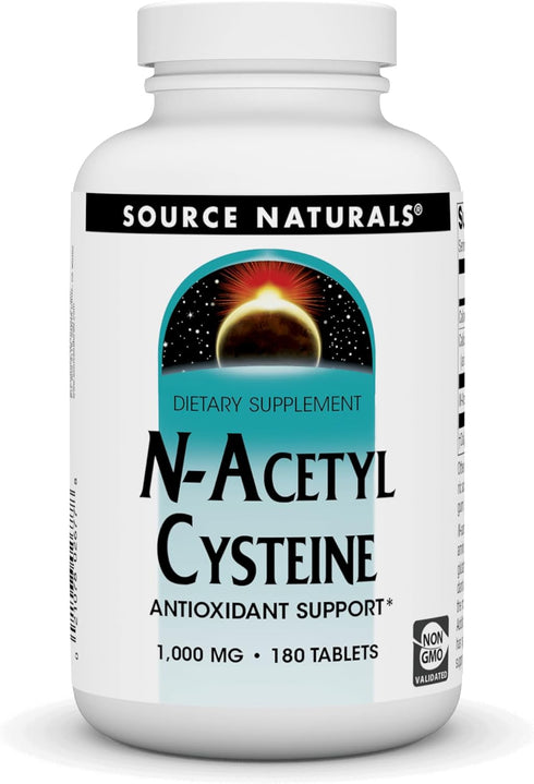 Source Naturals N-Acetyl Cysteine Antioxidant Support Dietary Supplement, 1,000 mg - 180 Tablets