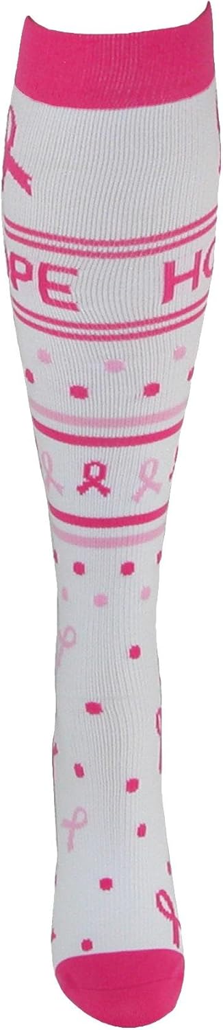 Think Medical 10-14 Mmhg Women's Compression Socks Medium White Hope Ribbon
