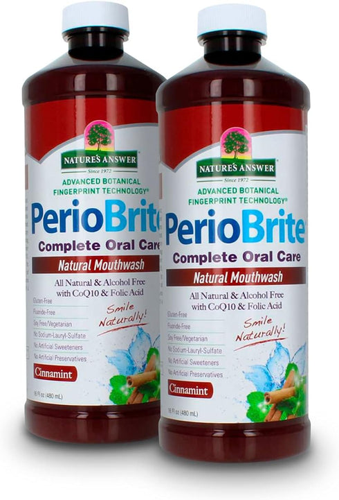 Nature's Answer PerioBrite Alcohol-Free Mouthwash, Cinnamon, 16-Fluid Ounce, Pack of 2