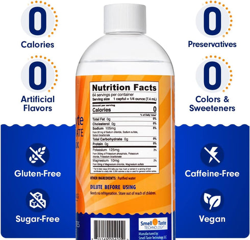 Electrolyte Concentrate Liquid Drink Mix, Daily Hydration, Muscle Recovery, 64 Servings, No Sugar