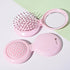 Mini Folding Hair Brush with Mirror, Compact Pop Up Pocket Brush, Small Travel Size Flip Hair Brush for Purse, Pink