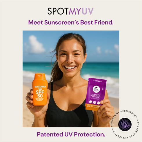 SpotMyUV UV Detection Stickers for Sunscreen, Patented Dermatrue SPF Sensing Technology, 32 Count