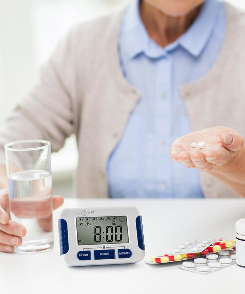 Pill Reminder with 8 Alarms per Day, Medication Tracker, Pill Timer, Essential Gadget for Parkinson's Patients