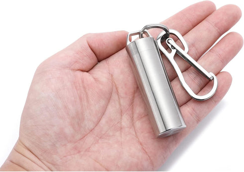 Small Pill Case Keychain, Portable Metal Pill Holder, Waterproof Mini Stainless Steel Pill Organizer