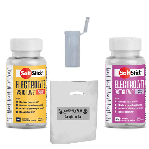SENSORY4U Grab and Go Gift Set with New Flavors, SaltStick FASTCHEWS Variety 2-Pack - 60 Count Bottles