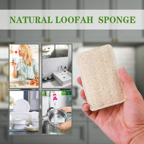 Upgrade Natural Loofah Kitchen Sponges, 6 Pack Eco-Friendly Reusable Dish Scrubbers for Washing Dishes
