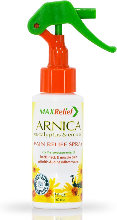 MaxRelief Arnica Pain Relief Spray - Fast-Acting Muscle & Joint Pain Relief - Natural Formula - Travel Size - 2 Oz