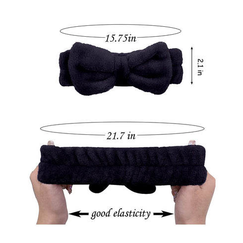 Spa Headband, Bow Makeup Headband for Washing Face, High Elasticity Coral Fleece Skincare Headbands for Women